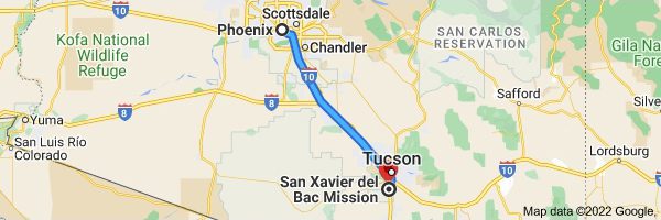 Mapa de ruta Phoenix hacia San Javier