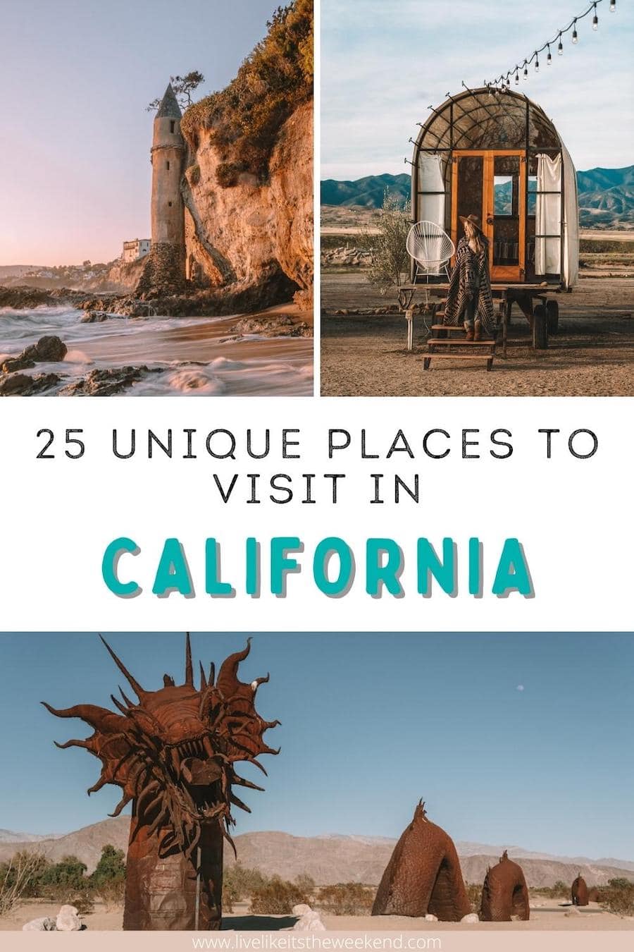 Lugares únicos para visitar en California pin cover