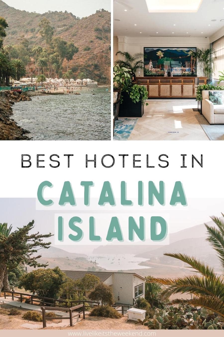 portada de pin para publicación de blog sobre dónde alojarse en la isla catalina, california