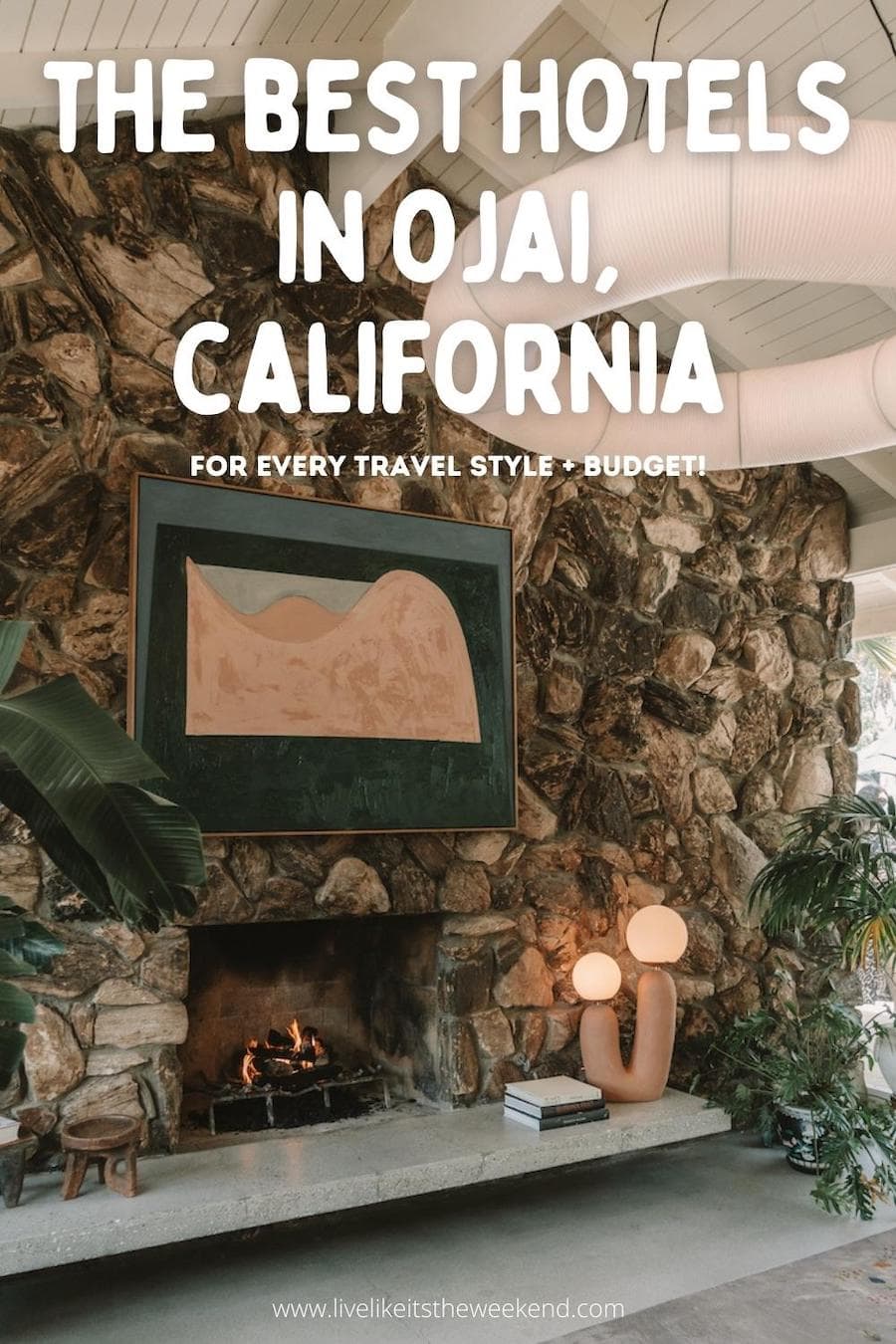 portada de pin para publicación de blog sobre dónde alojarse en Ojai, California