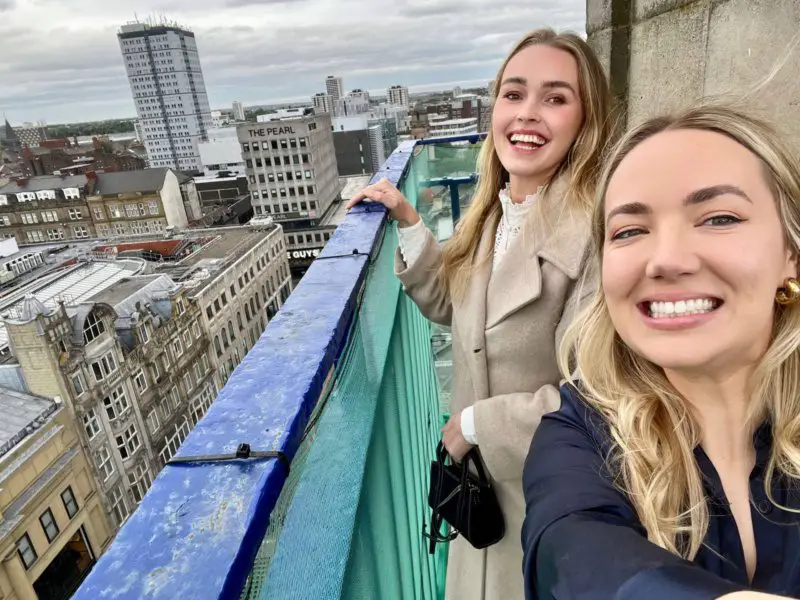Selfie en la cima del Grey's Monument Newcastle