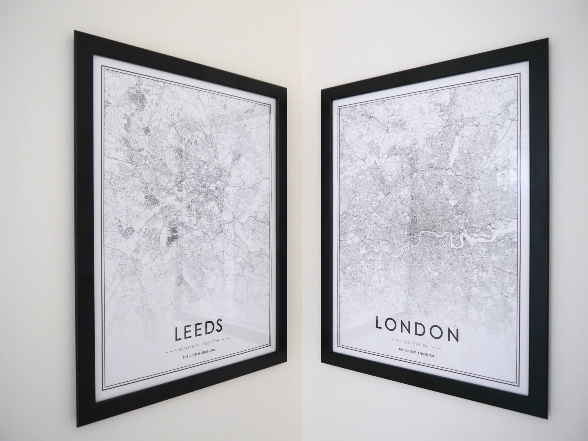 Añade personalidad a tu nuevo hogar - Pósters de mapas de Leeds y Londres