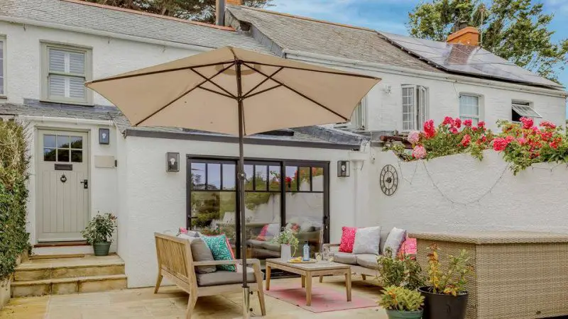 Spring Cottage ideal para familias Cottage Newquay Cornwall Terraza