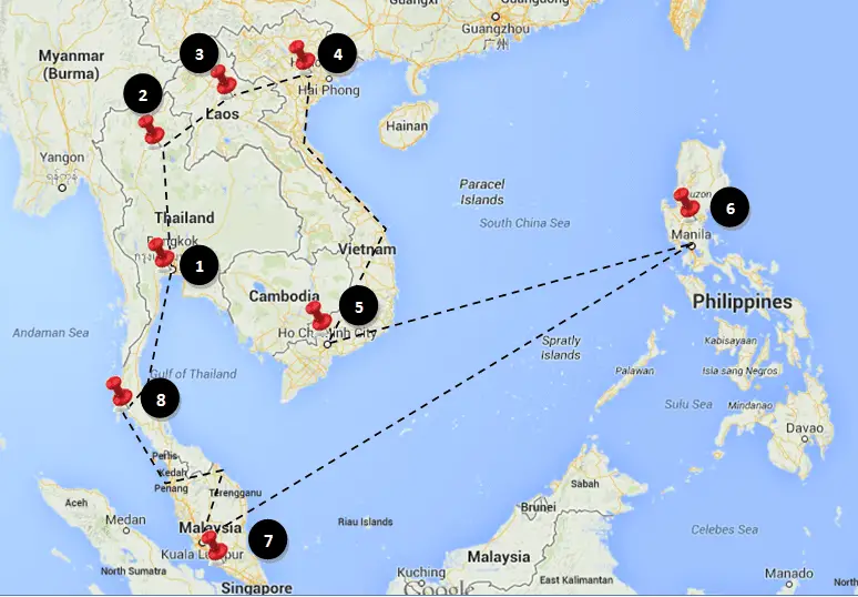 Itinerario de viaje de 3 meses por el Sudeste Asiático
