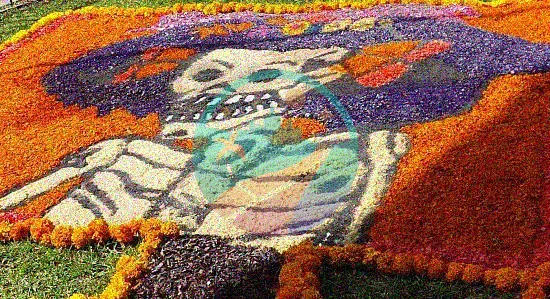 Arte en las aceras del Día de Muertos en México